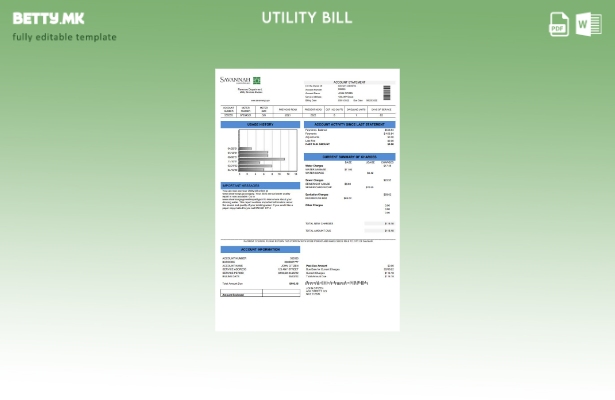 Шаблон за комунални сметки во модерен стил USA Georgia Savannah во шаблон за Wor